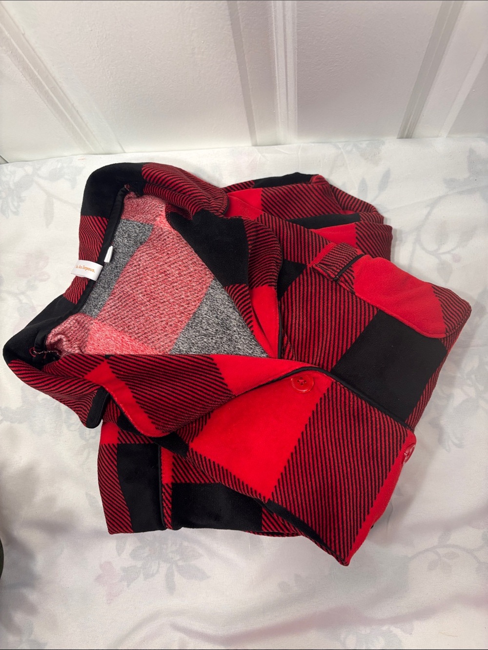 Joyspun Red & Black Buffalo Plaid Pajama Set Size L - Picture 7 of 8